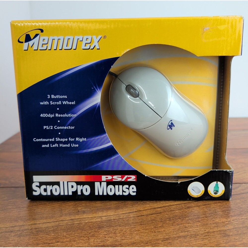 Memorex PS/2 ScrollPro Wired Computer Mouse 3202-2382 NEW IN BOX Scroll Pro